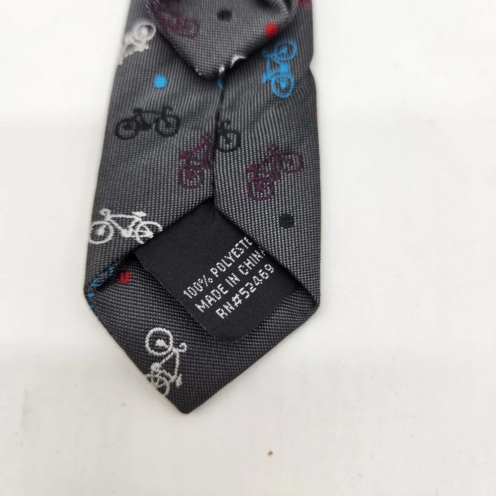 Boys Clip On Neck Tie Bicycles Blue Unique 11